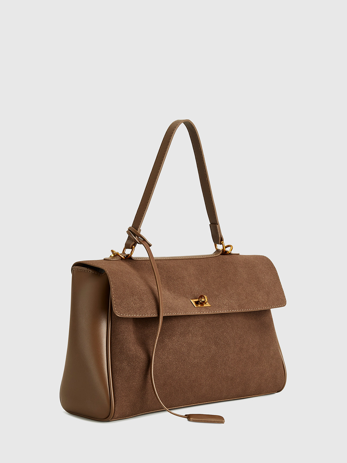 Classic Suede Shoulder Bag | Structured Flap Design