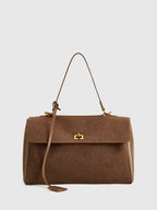 Classic Suede Shoulder Bag | Structured Flap Design