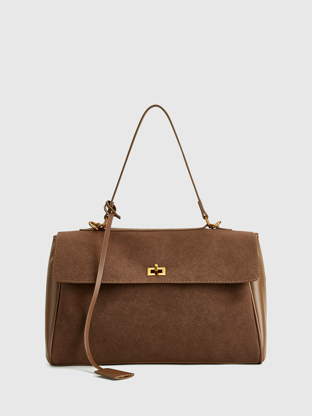 Classic Suede Shoulder Bag | Structured Flap Design