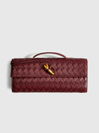 Woven Leather Clutch | Burgundy Interlaced Pattern