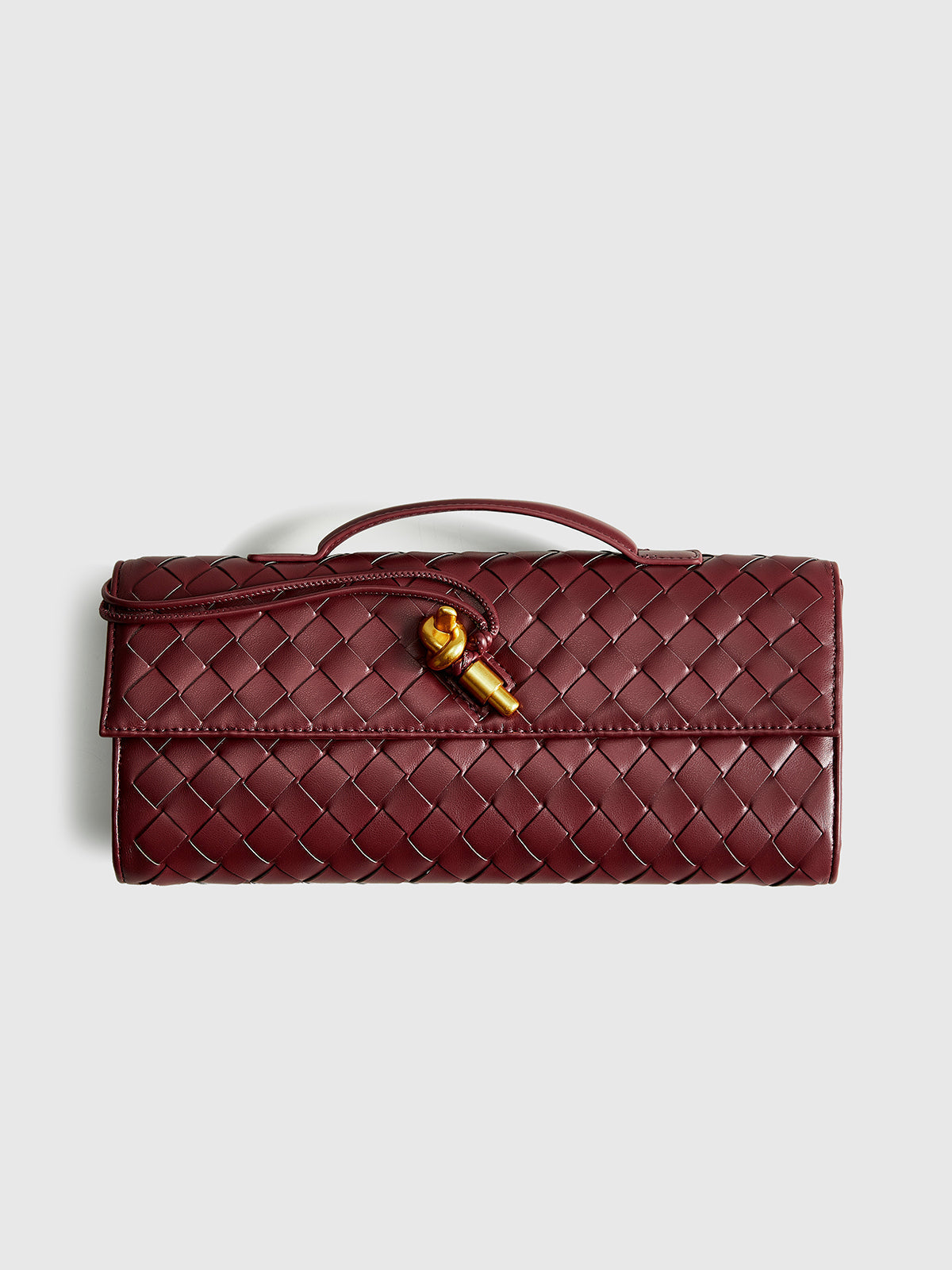 Woven Leather Clutch | Burgundy Interlaced Pattern