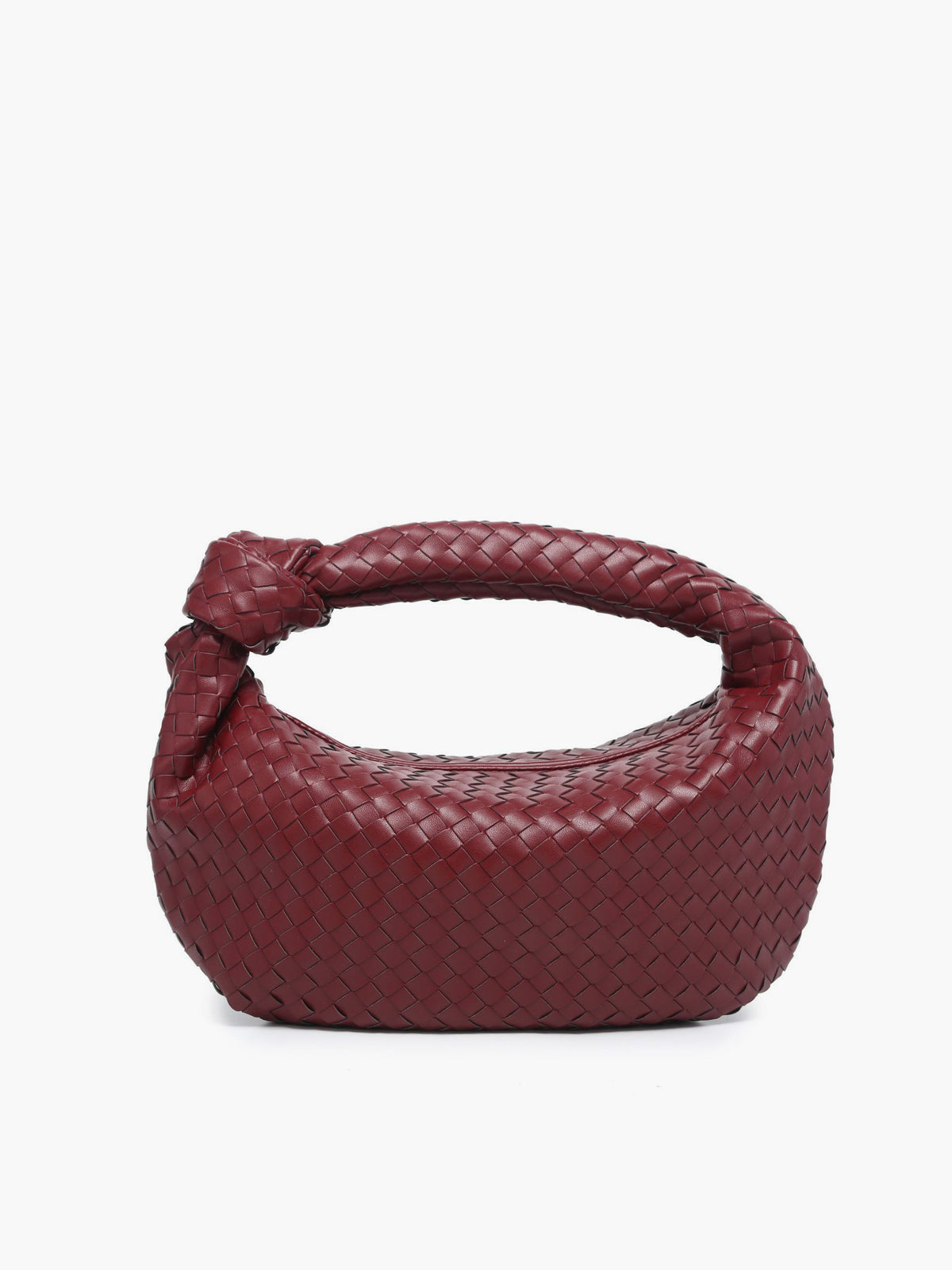 Designer Crescent Shoulder Bag | Woven Leather Pattern