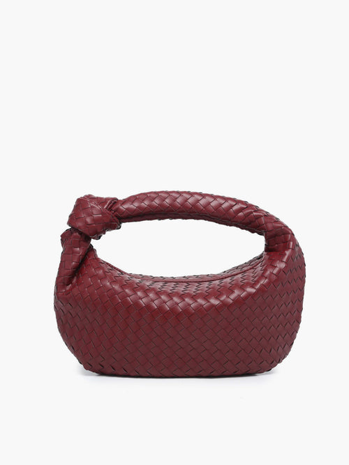 Designer Crescent Shoulder Bag | Woven Leather Pattern