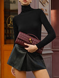 Woven Leather Clutch | Burgundy Interlaced Pattern
