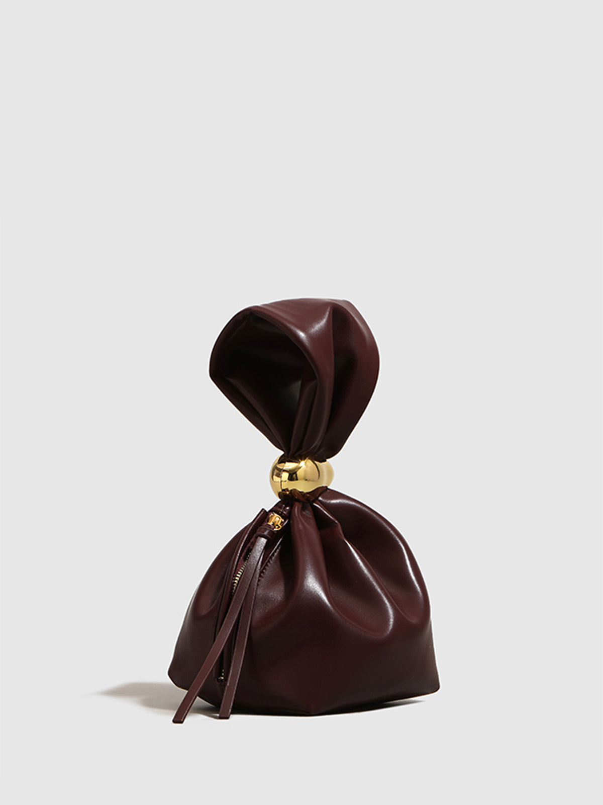 Leather Mini Pouch Bag | Burgundy with Gold Clasp