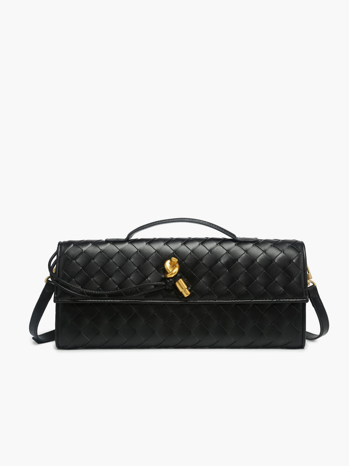 Woven Leather Clutch | Burgundy Interlaced Pattern