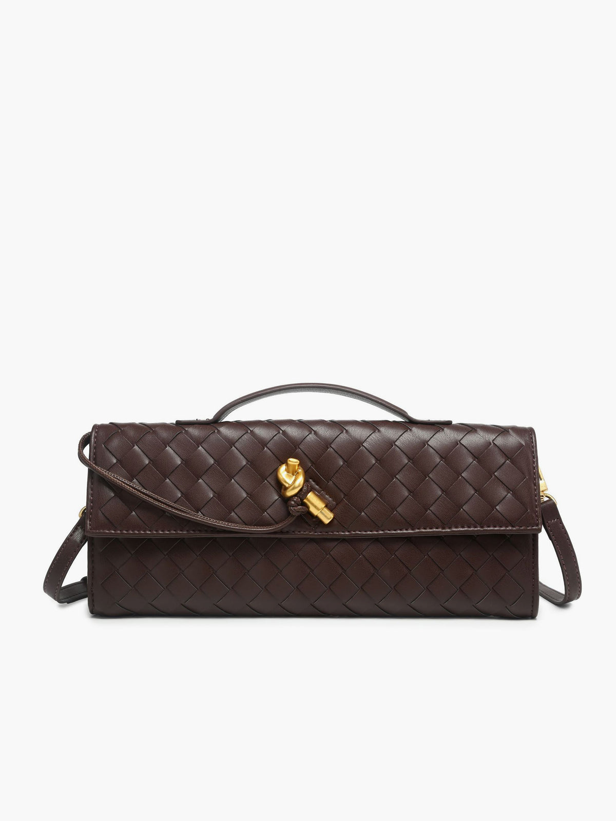 Woven Leather Clutch | Burgundy Interlaced Pattern