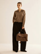 Classic Suede Shoulder Bag | Structured Flap Design