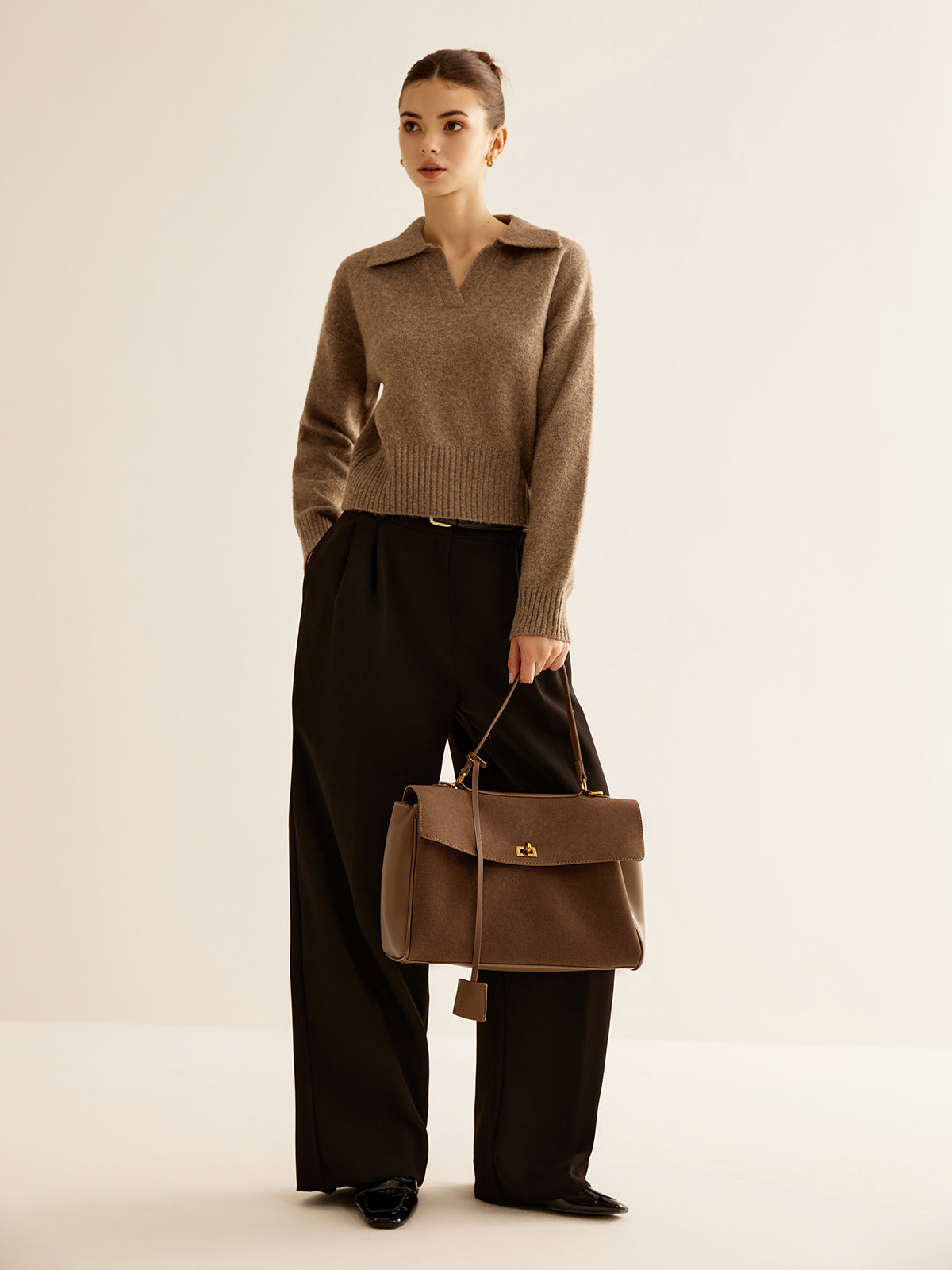Classic Suede Shoulder Bag | Structured Flap Design