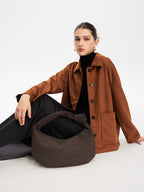 Woven Hobo Bag | Textured Suede Crescent Design