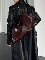 Leather Hobo Shoulder Bag | Burgundy Slouchy Design
