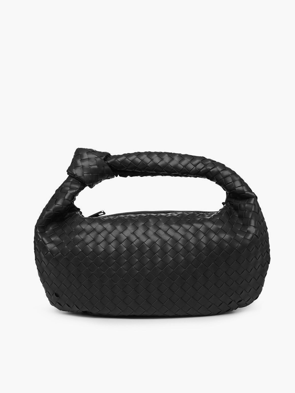 Designer Crescent Shoulder Bag | Woven Leather Pattern
