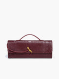 Croc Embossed Clutch Bag | Burgundy Top Handle Design