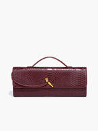Croc Embossed Clutch Bag | Burgundy Top Handle Design