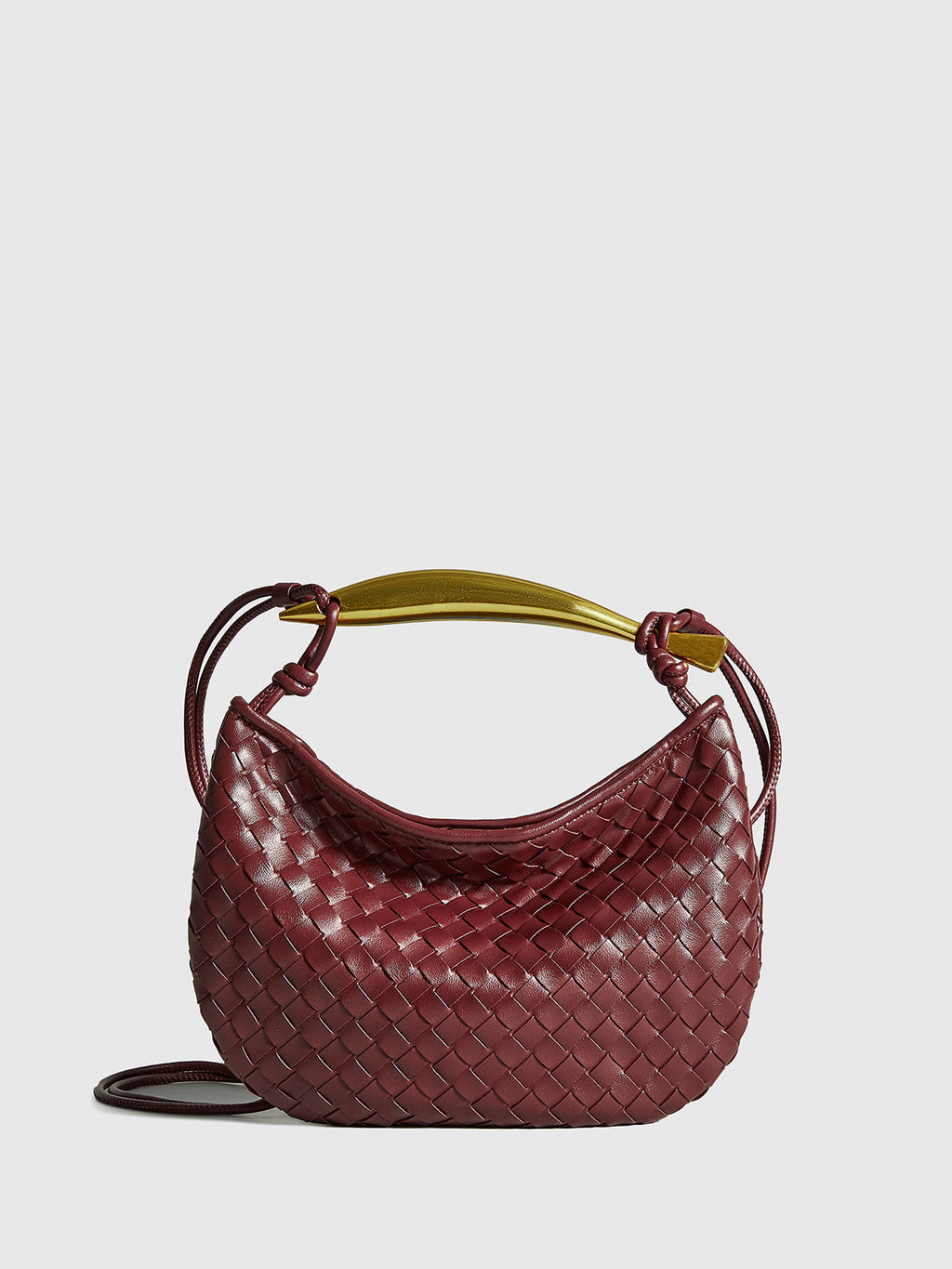 Woven Leather Shoulder Bag | Interlaced Pattern Design