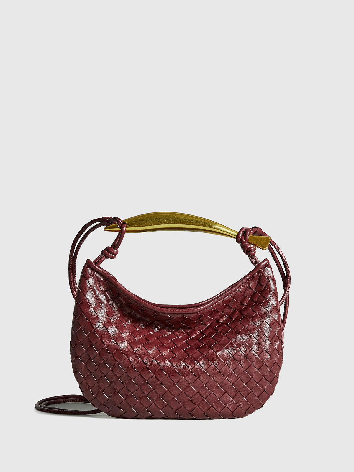 Woven Leather Shoulder Bag | Interlaced Pattern Design