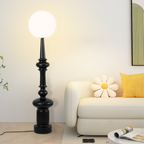 Modern Floor Lamp | Bauhaus Black Metal Base With Globe Shade