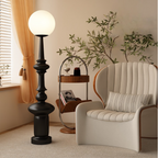 Modern Floor Lamp | Bauhaus Black Metal Base With Globe Shade