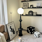 Modern Floor Lamp | Bauhaus Black Metal Base With Globe Shade