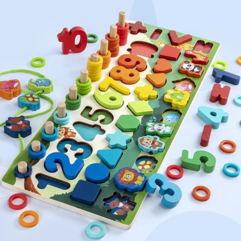 Montessori Learning Toy | Wooden Number Puzzle Board Set