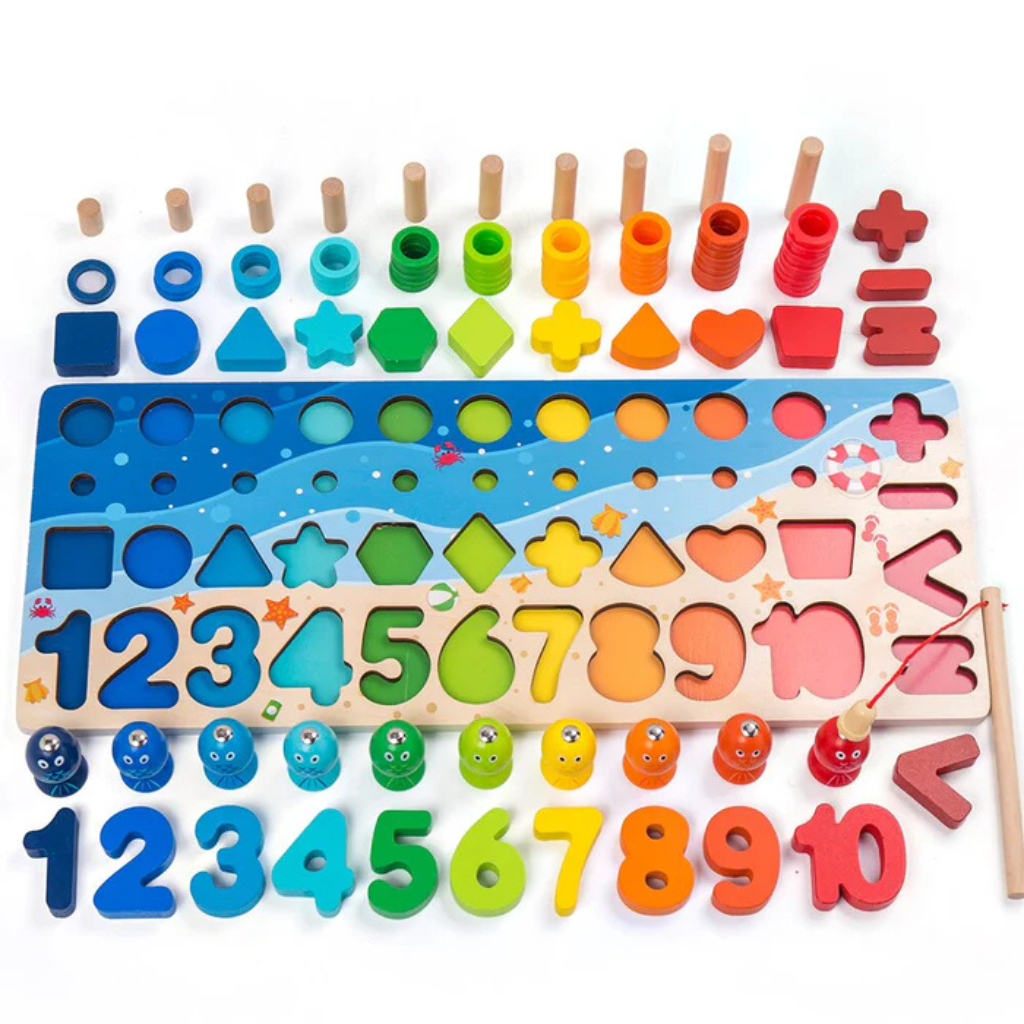 Montessori Learning Toy | Wooden Number Puzzle Board Set