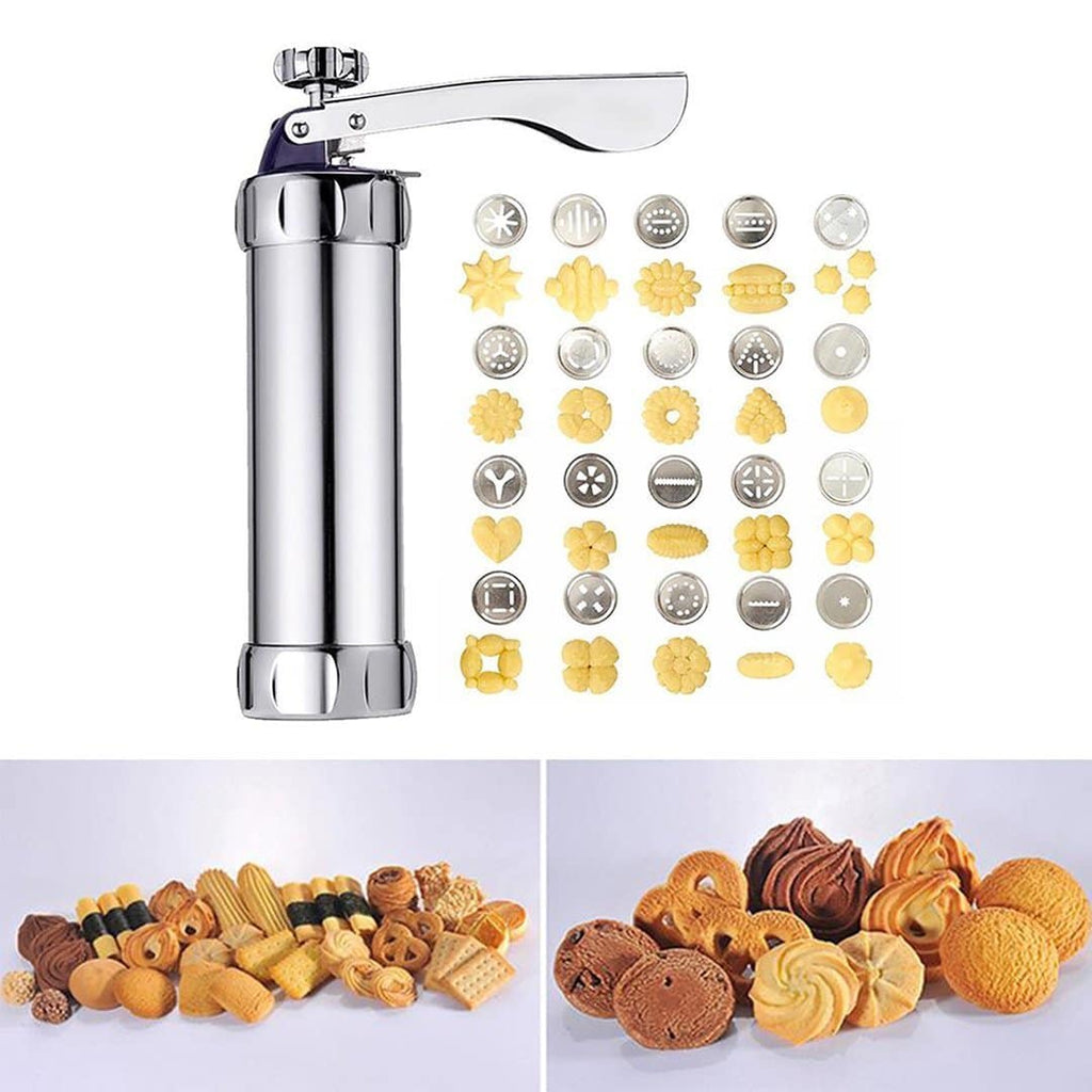 Stainless Steel Cookie Press | 20 Interchangeable Disc Set