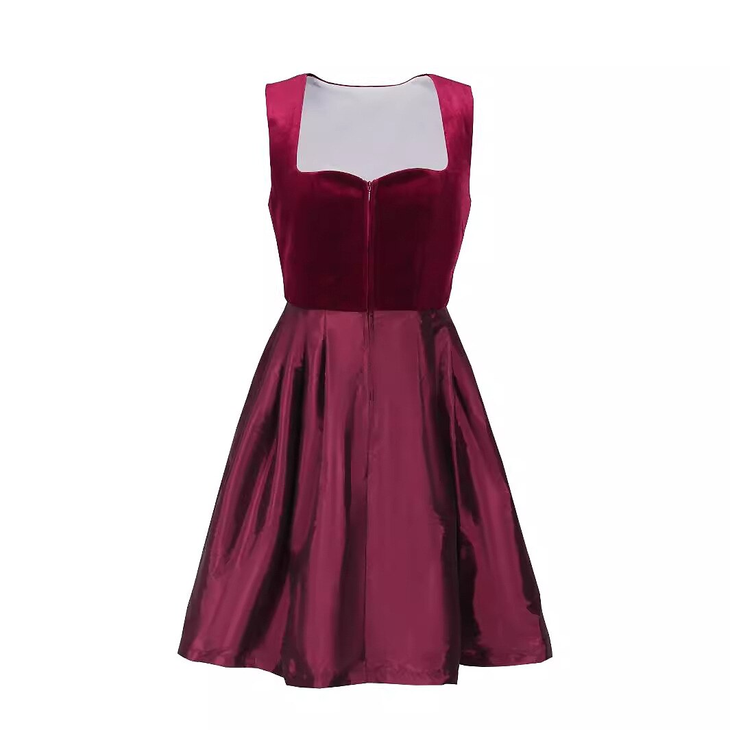 Traditional Dirndl Dress | Burgundy Velvet with Lace Detail