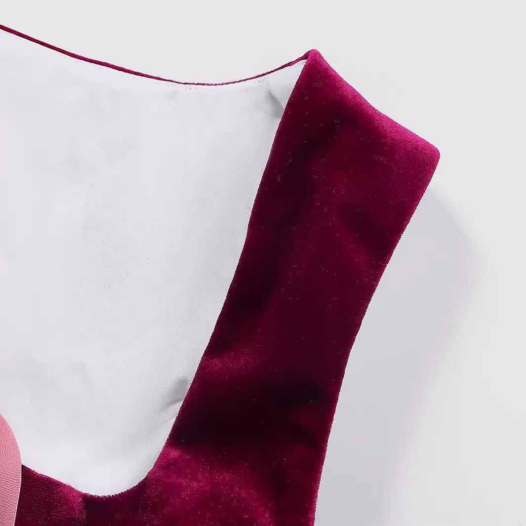 Traditional Dirndl Dress | Burgundy Velvet with Lace Detail