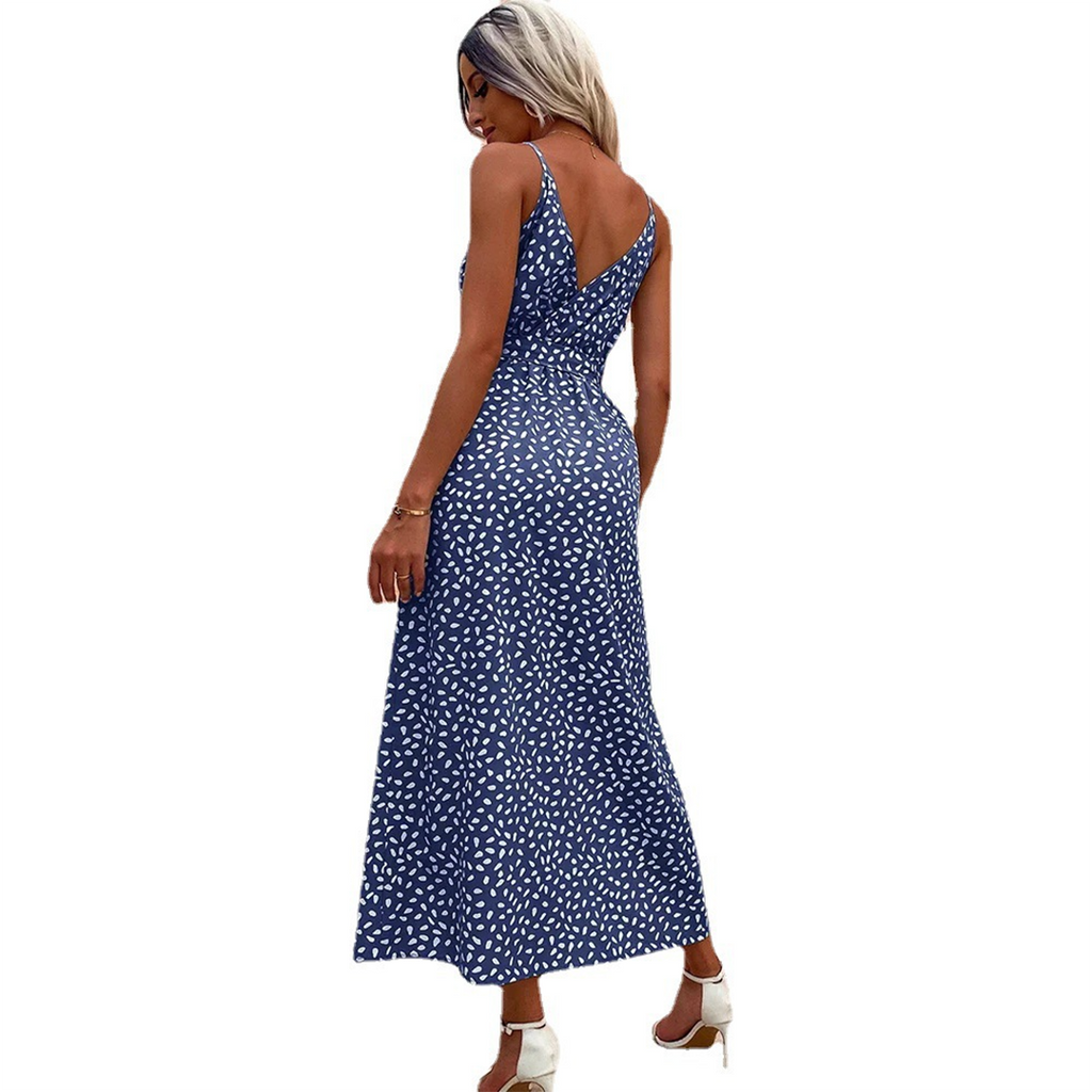 Summer Floral Maxi Dress | V-Neck Split Design