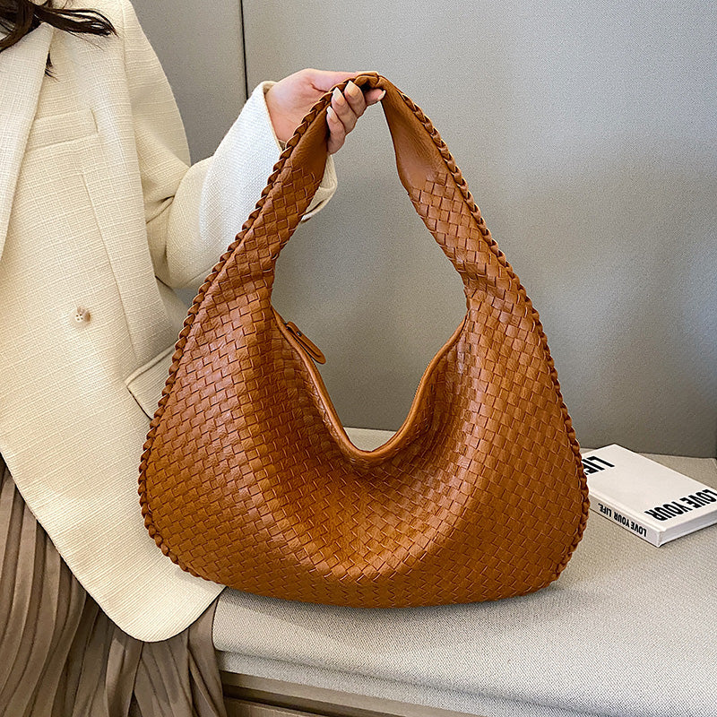 Woven Leather Hobo Bag | Interlaced Pattern Design