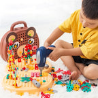 Kids Construction Toy Set | Electric Drill Tool Kit with Bear Carry Case