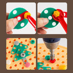 Kids Construction Toy Set | Electric Drill Tool Kit with Bear Carry Case