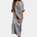 Striped Maxi Dress | Cotton V-Neck Long Loungewear