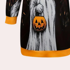 Halloween Hoodie Dress | Ghost & Pumpkin Print Design