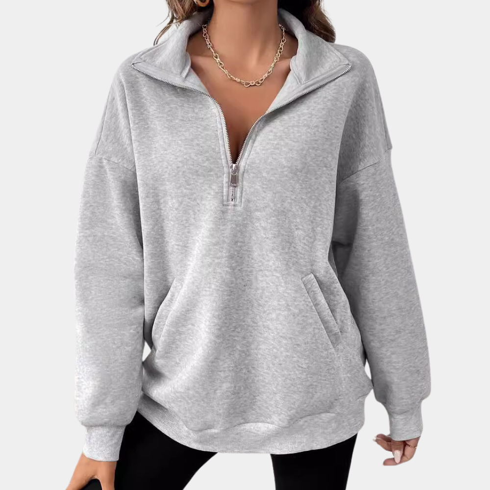 Half-Zip Sweatshirt Women | Casual Cotton Blend Pullover