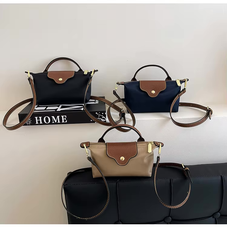 Leather Crossbody Bag | Compact Two-Tone Design with Gold Hardware