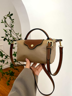 Leather Crossbody Bag | Compact Two-Tone Design with Gold Hardware