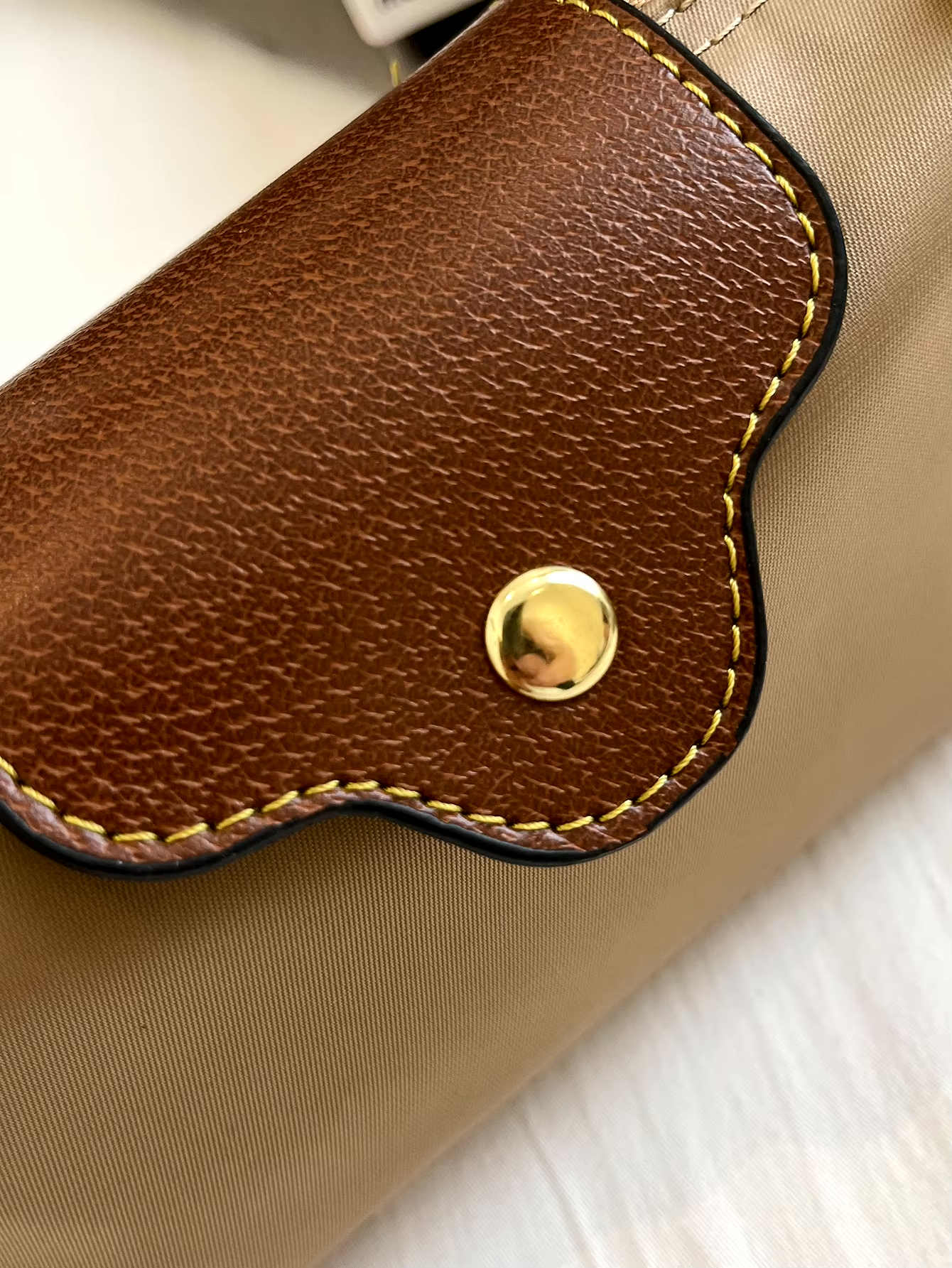 Leather Crossbody Bag | Compact Two-Tone Design with Gold Hardware