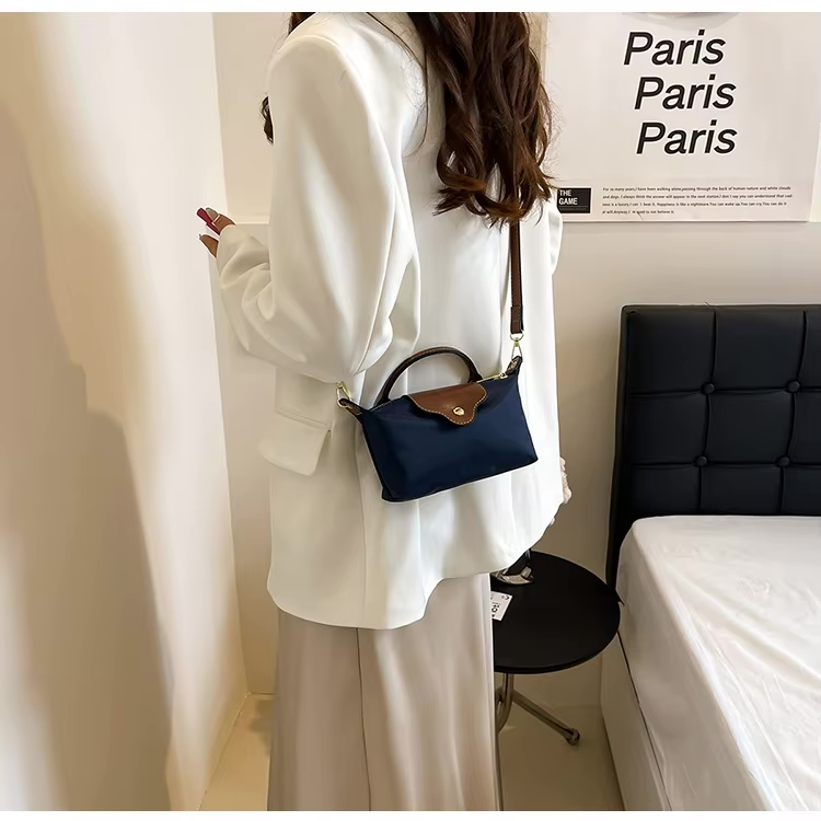 Leather Crossbody Bag | Compact Two-Tone Design with Gold Hardware