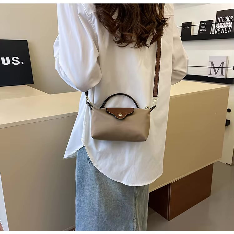 Leather Crossbody Bag | Compact Two-Tone Design with Gold Hardware