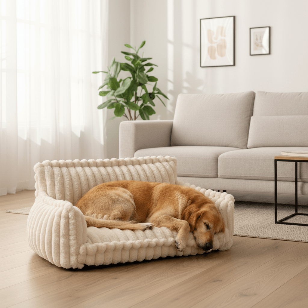 Orthopedic Dog Sofa Bed | Plush Memory Foam with Raised Headrest