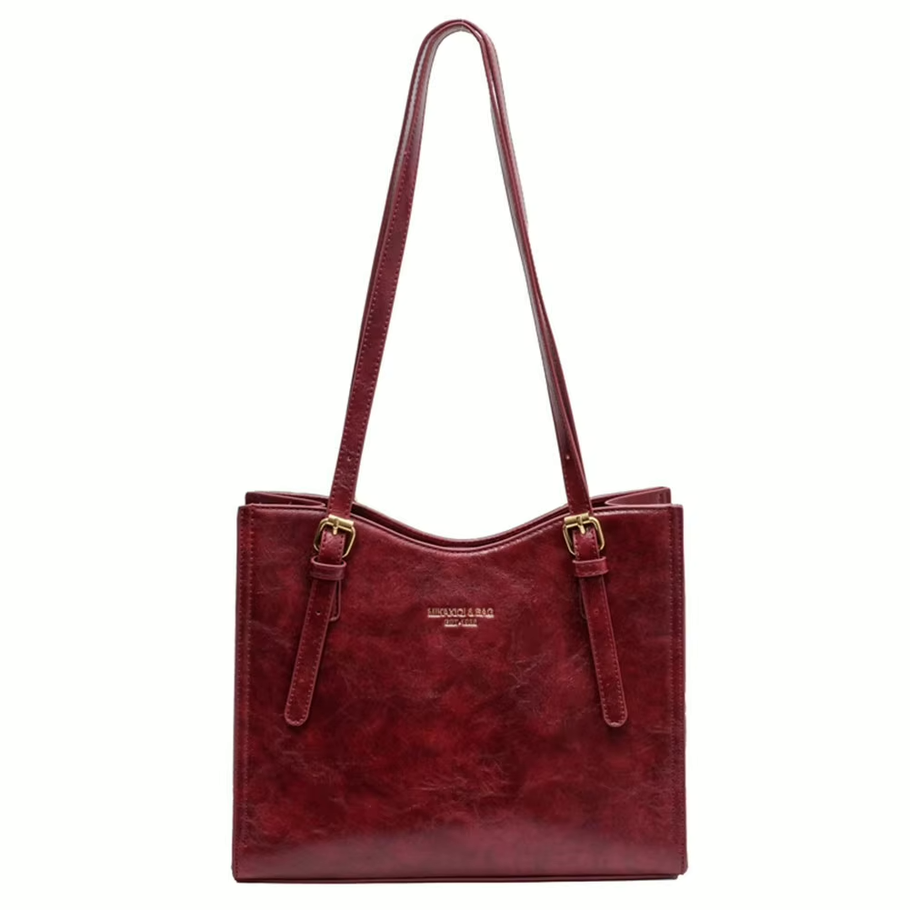 PU Leather Tote Bag | Black Shoulder Bag with Rabbit Pendant