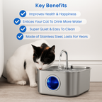 Pet Water Fountain | LED Indicator Stainless Steel Design