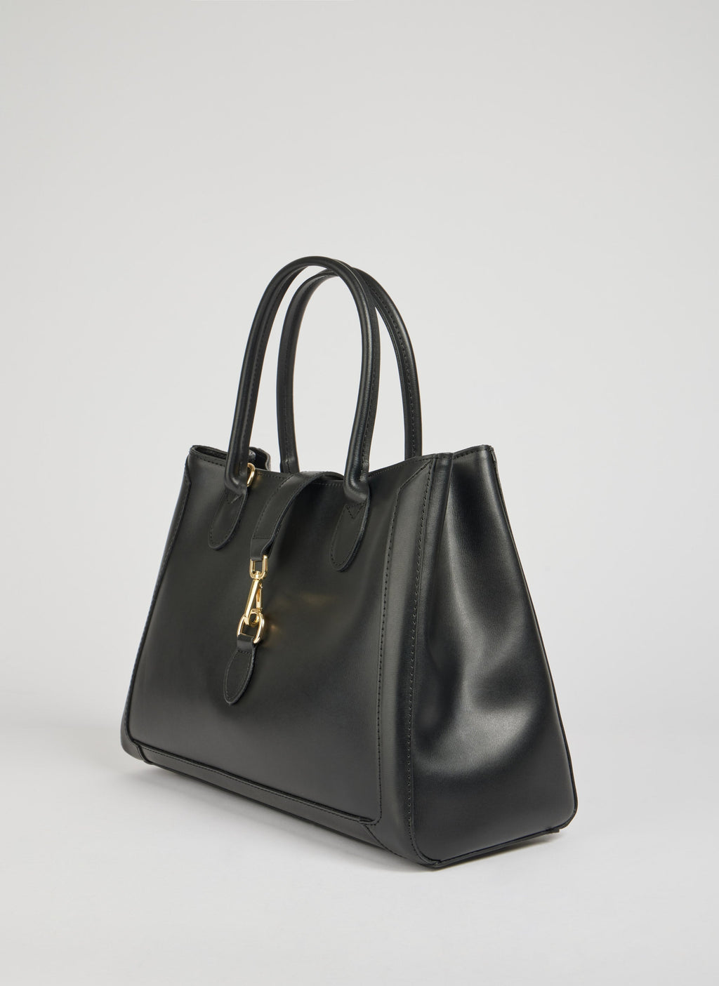 Classic Leather Tote Bag | Black Brushed Leather Gold Hardware