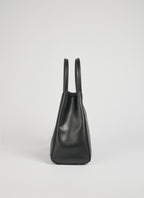 Classic Leather Tote Bag | Black Brushed Leather Gold Hardware