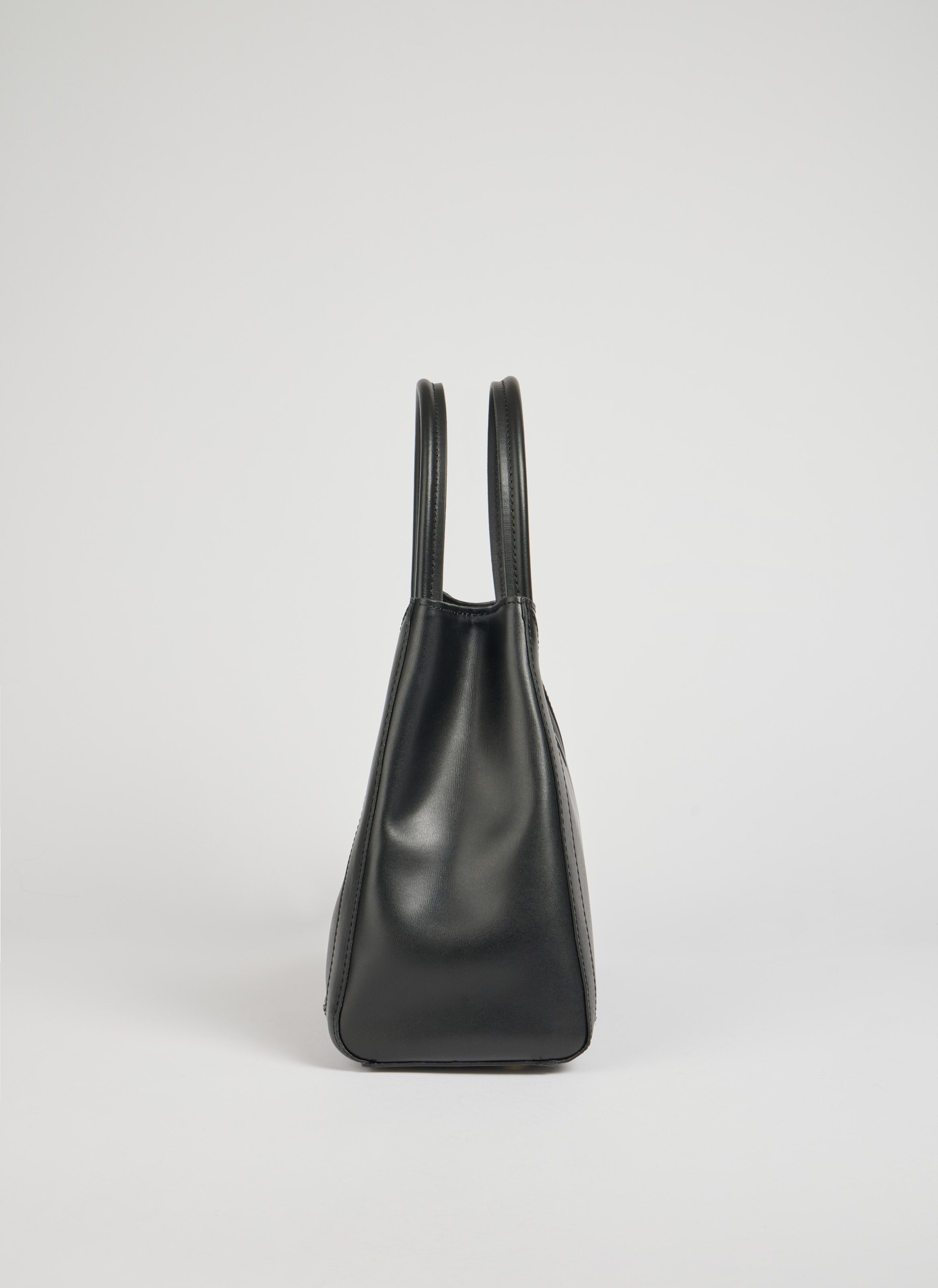 Classic Leather Tote Bag | Black Brushed Leather Gold Hardware