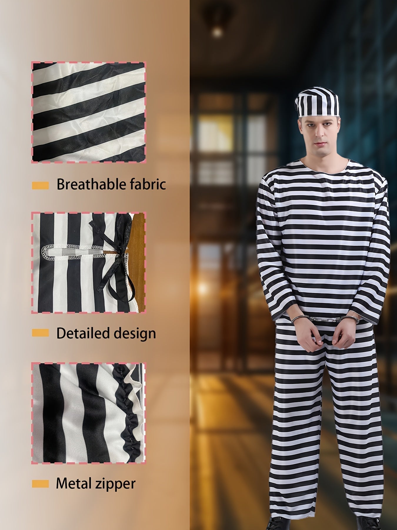 Classic Striped Costume Set | Black and White Long Sleeve Uniform
