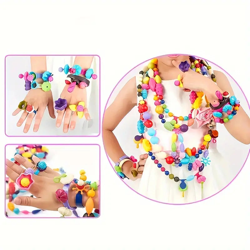 Kids Jewelry Making Kit | 500+ Colorful Pop Beads Set