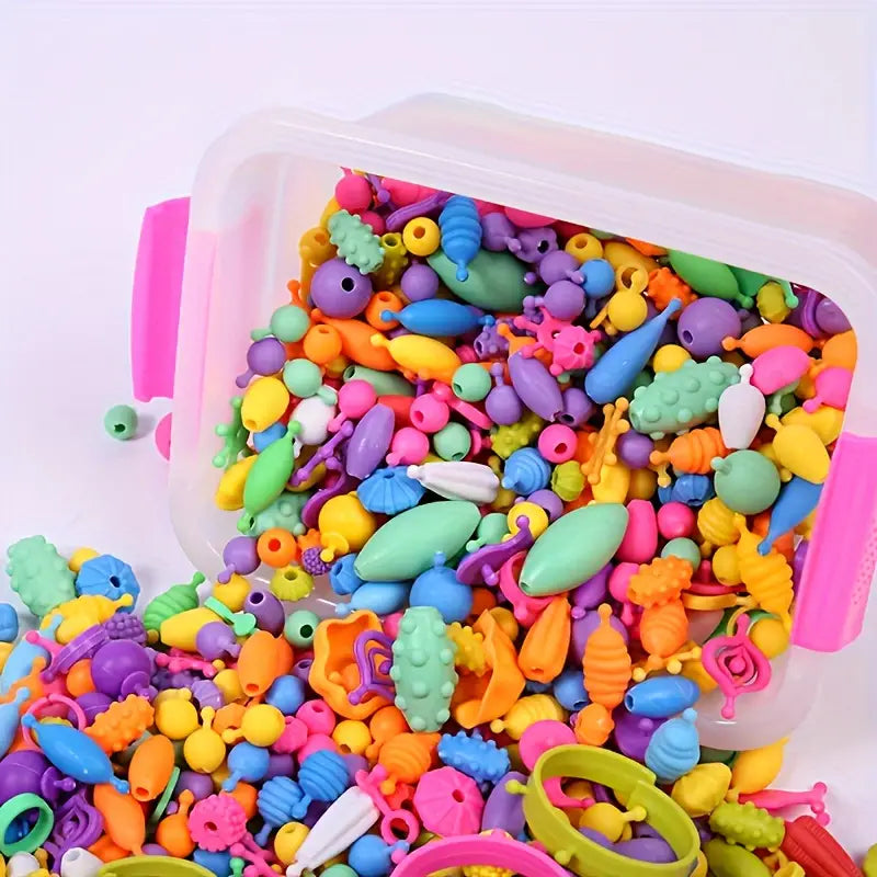 Kids Jewelry Making Kit | 500+ Colorful Pop Beads Set