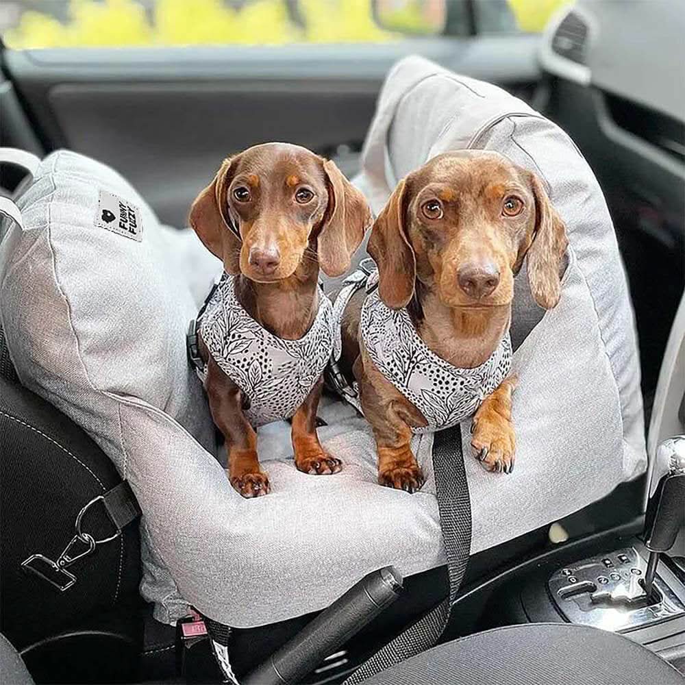 Dog Car Seat Bed | Adjustable Safety Straps and Washable Cover